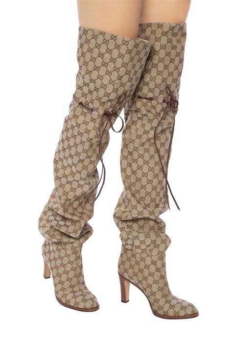 gucci flat ankle boots|gucci print thigh high boots.